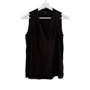 White House Black Market WHBM Black Sleeveless Draped Blouse